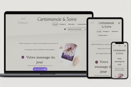 Page d'accueil de Contemornice & Soins sur un ordinateur, tablette et smartphone.